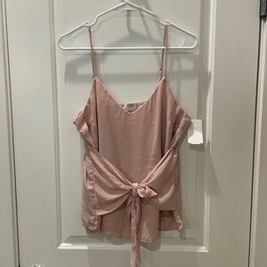 NEW…CAD Elegant Blush Tie Front Spaghetti Strap Blouse